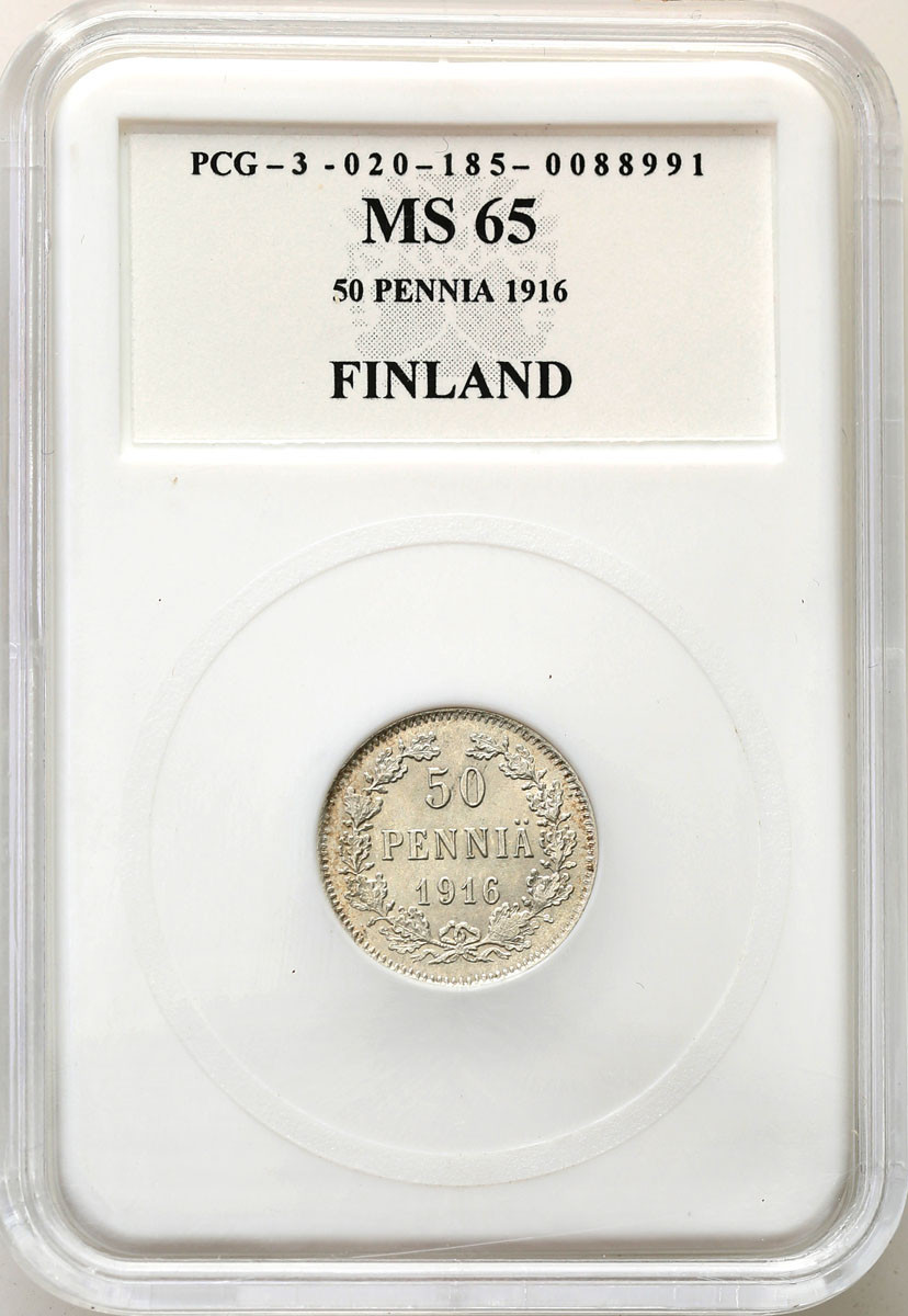 Rosja / Finlandia. Mikołaj II. 50 pennia 1916 S, Helsinki